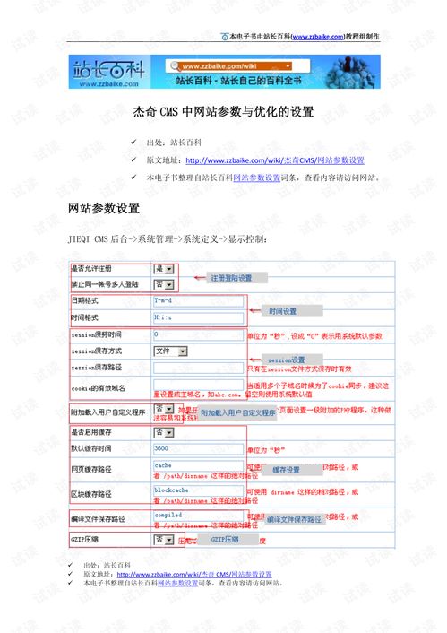 杰奇cms中網站參數與優化的設置