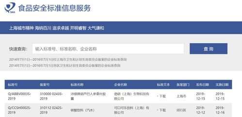 全國食品安全企業標準備案網址